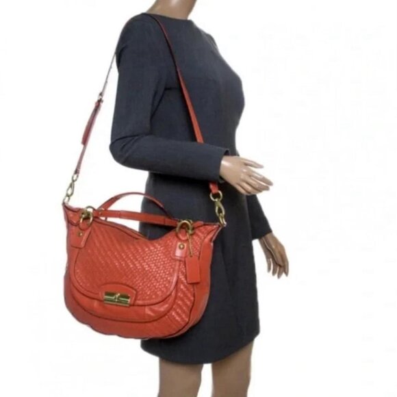 Coach F23048 Kristin woven large bag in burnt orange leather - Picture 8 of 8